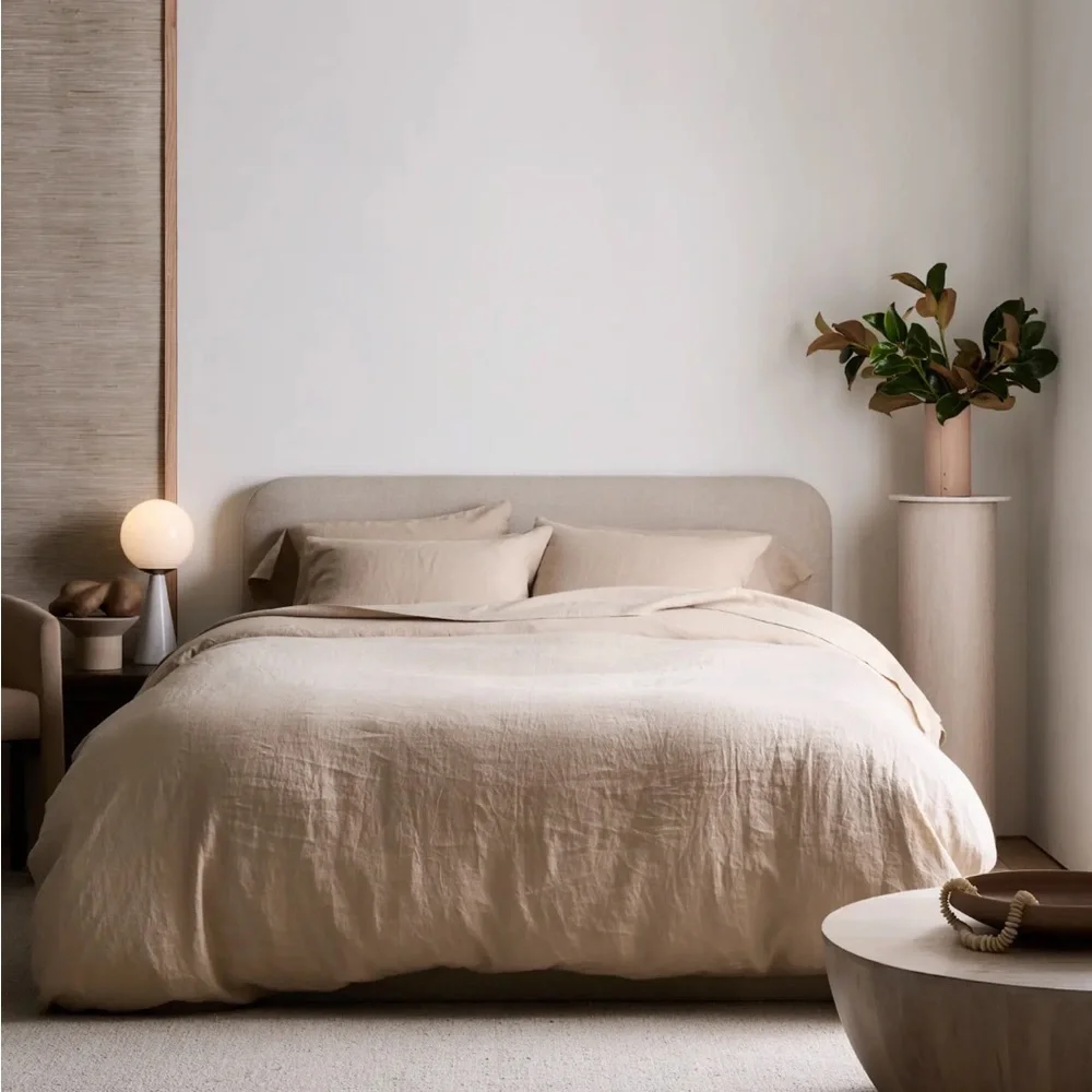 QUINCE European Linen Duvet Cover King Cal King Set Toffee 122